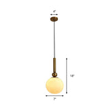Gold Led Bedroom Pendant Lamp With Frosted Glass Shade
