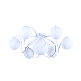 Orb Opal Glass Semi Flush Light - Traditional Black/White 4/7 Lights Living Room Ceiling Lighting