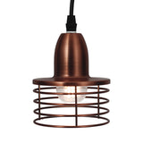Industrial Retro Black/Bronze Metal Ceiling Pendant With Wire Cage Shade For Kitchen - 1-Light Drum
