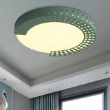 Circle Led Ceiling Light For Baby Room With Half-Ring Acrylic Design