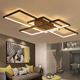 35.5/43 Wide Black/White Led Acrylic Semi Flush Mount Ceiling Light With Warm/White Black / 35.5