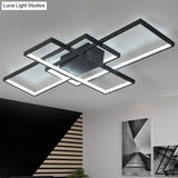 35.5/43 Wide Black/White Led Acrylic Semi Flush Mount Ceiling Light With Warm/White