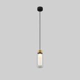 Sleek Simplicity: 1-Light Black & Gold Cylindrical Led Mini Pendant With Clear Glass Shade