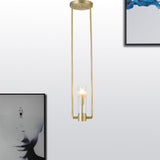 Modern Gold Restaurant Pendant Light With Clear Glass Shade - 1 Bulb Suspension Fixture