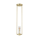 Modern Gold Restaurant Pendant Light With Clear Glass Shade - 1 Bulb Suspension Fixture