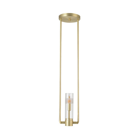 Modern Gold Restaurant Pendant Light With Clear Glass Shade - 1 Bulb Suspension Fixture