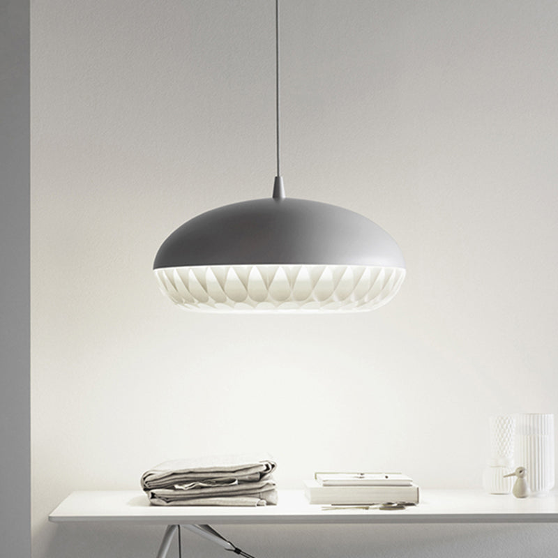 Modern Metal Dome Pendant Light For Restaurants - 1 Bulb White/Black Down Lighting White