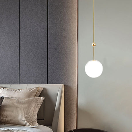 Modern Gold Led Pendant Light With Milk Glass Shade - 39/47 H / 39