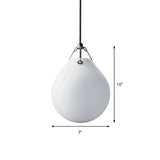 White Glass Minimalist Sphere Pendant Light For Restaurants - 1 Head 7/10 Wide
