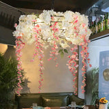 Industrial Metal Chandelier Light Fixture With 4/5 Pink Flower Decor Lights - Perfect For