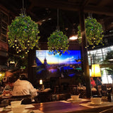 Modern Industrial Metal Chandelier Lamp - Wide Dome Design 22 Heads Hanging Light Kit With Plant