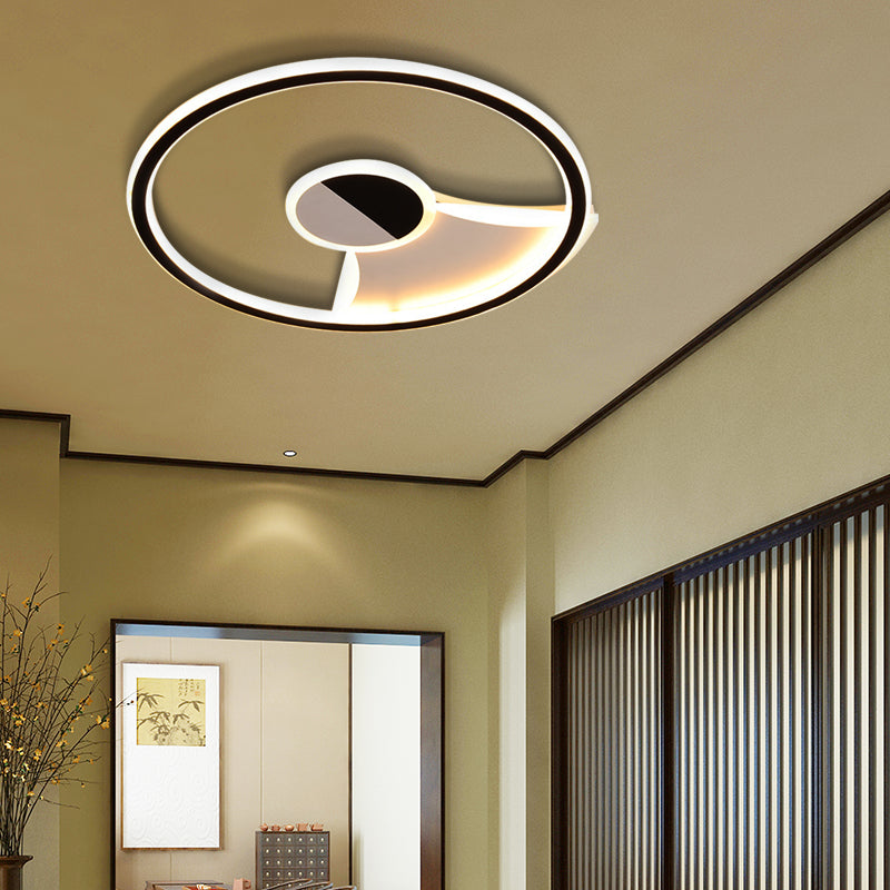 Contemporary White/Warm Flush Mount Lighting: Acrylic 16/19.5/23.5 Lights In Black