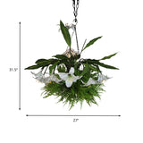 Industrial Green Lily Metal Chandelier With Led Down Lighting - 12 Heads For Restaurants