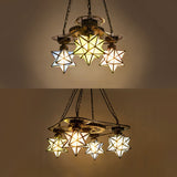 Rustic Tiffany Glass Pendant Light: Multi-Color Star Ceiling Chandelier For Foyer
