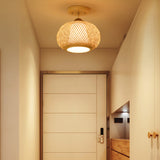 Bamboo Pumpkin Semi-Flush Mount 1-Light Flaxen Ceiling Fixture - 14’/16’ Wide