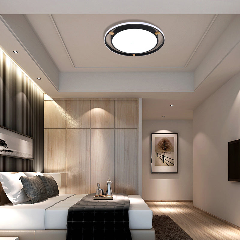 Nordic Dual Circle Led Ceiling Flush Light With Wood Arm - White/Green/Grey Thin Flushmount Lighting