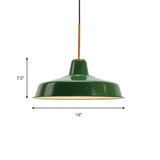 14.5/16 Inch Wide Cone/Barn Pendant Light - Loft Metal Accent Polished Green Ceiling Lamp