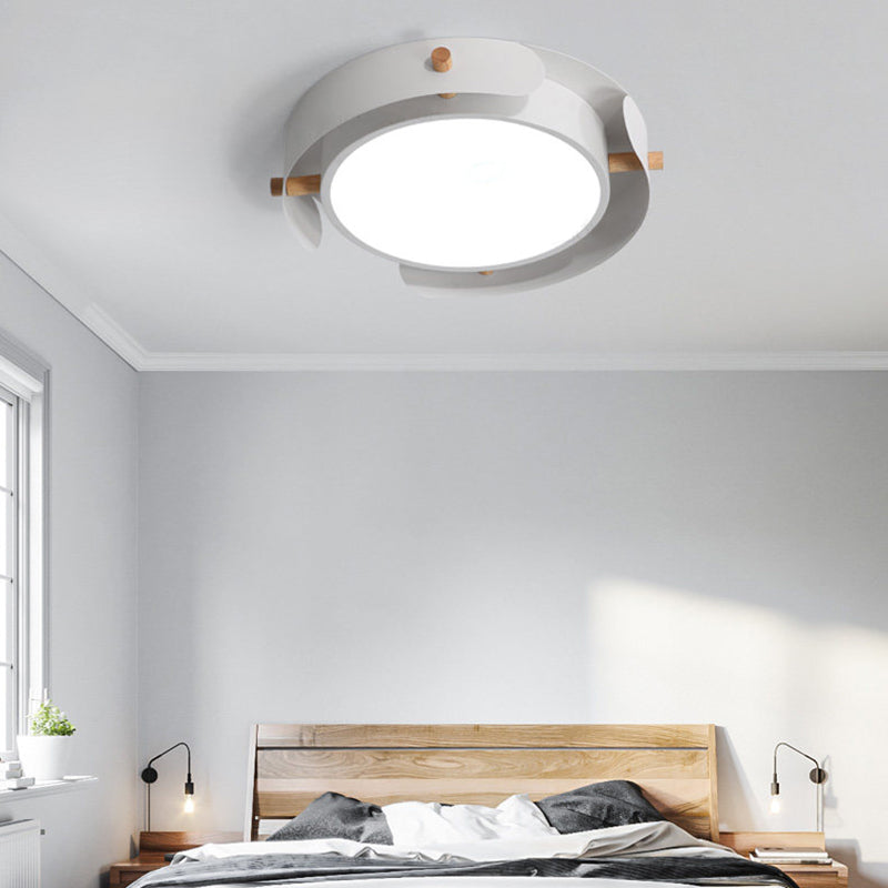 Nordic Acrylic Led Flush Mount Ceiling Light Fixture In White/Distressed White - 16/19.5 Dia / 19.5
