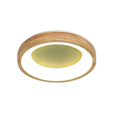 Nordic Style Led Flushmount Ceiling Light - Green/Blue Wood Circular Design 12/16/19.5 Width