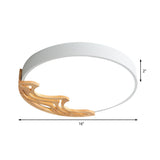 Nordic Led Ceiling Light- Thin Round Acrylic Flushmount With Wavy Wood Pattern White/Grey/Green