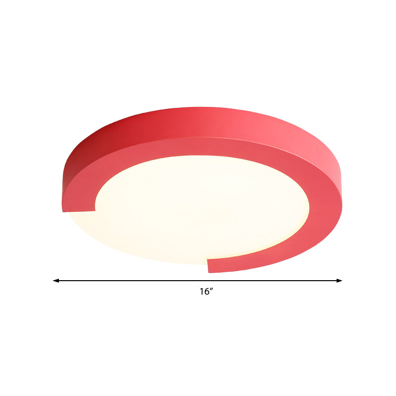Macaron Flush Mount Ceiling Lights - 16/20 Round In Black/White/Pink