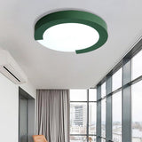 Macaron Flush Mount Ceiling Lights - 16/20 Round In Black/White/Pink Green / 20 Remote Control