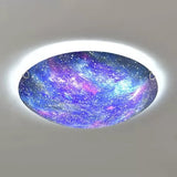 Led Glass Universe Flush Mount Ceiling Lamp - Multicolor Romantic Lighting For Kids Bedroom Blue /