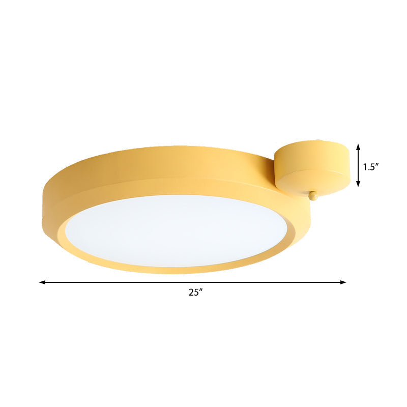 Nordic Style Round Flushmount Led Ceiling Light In Blue/Red/Yellow With Metal Finish - Available
