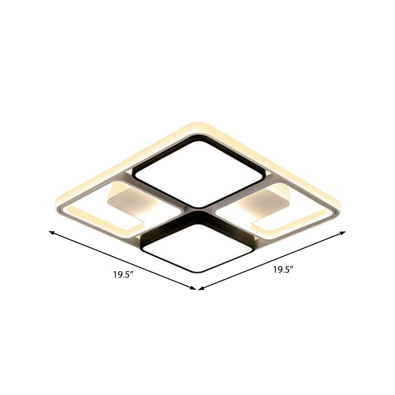 Contemporary Led Flush Mount Ceiling Light In Black/White 19.5/45 Wide