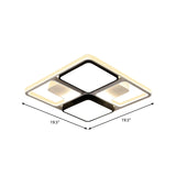 Contemporary Led Flush Mount Ceiling Light In Black/White 19.5/45 Wide