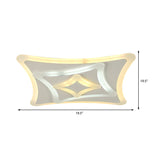 Kid Bedroom White Curved Ceiling Mount Acrylic Lamp - Contemporary Square Design