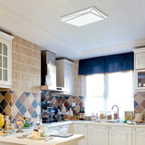 Modern Style Led Ceiling Fixture - White Rectangle Mount Light For Office & Restaurant Use