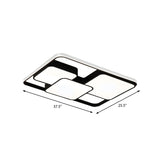 Contemporary Black/White Rectangle Flush Ceiling Light - Led Acrylic Flushmount For Cafes