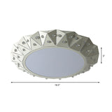 Modern Faceted Round Flushmount Light With Warm/White Led Lighting And Iron Shade 16.5/22.5 Wide