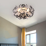 Art Deco Sinuous Flushmount Led Bedroom Light With Acrylic Shade Black