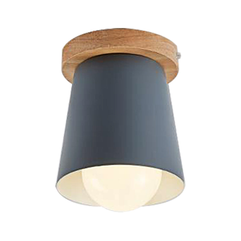 Contemporary Conical Ceiling Light Gray/White/Green - Metal Flush Mount For Bedroom