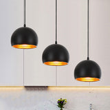 Industrial Style Metallic Globe Pendant Light With 3 Heads Black For Living Room Ceiling -