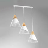 Modern Conical Cage Pendant Light - 3-Light Indoor Hanging Ceiling Lamp (Black/White) White