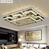 39.5/47 Rectangle Crystal Flush Mount Led Ceiling Light - Modern Living Room Lighting In Stainless
