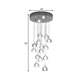 Modern Silver Led Cluster Pendant Ceiling Light - 14 Bulbs Clear Concave Glass Meteor Shower Design