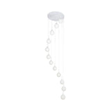 Contemporary Milk Glass Spiral Stair Pendant Light - 12 Head Round/Square Cluster White Hanging Lamp