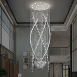 White Crystal Stair Cluster Pendant Light - Contemporary Hanging Lamp With 12 Bulbs