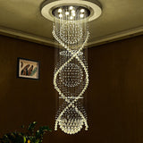 Modern Crystal Led Waterfall Pendant Lamp With 9 Bulbs For Living Room