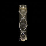 Modern Crystal Led Waterfall Pendant Lamp With 9 Bulbs For Living Room