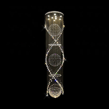 Modern Crystal Led Waterfall Pendant Lamp With 9 Bulbs For Living Room
