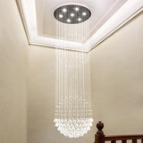 Modern Cascades Led Pendant Lamp - 7 Heads White Crystal Multiple Hanging Lights Ideal For Stairs