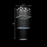Modern Crystal Square 13-Head Led Pendant Light Fixture - Silver