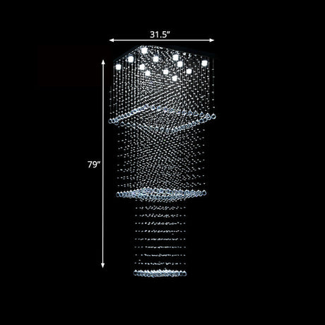 Modern Crystal Square 13-Head Led Pendant Light Fixture - Silver