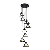 Modern Triangle Frame Suspension Lamp - 8 Lights Metal Black