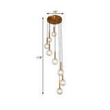 Modern Spiral Pendant Light With 8/9 Bulbs - White/Clear Lattice Glass Cluster Ceiling Fixture